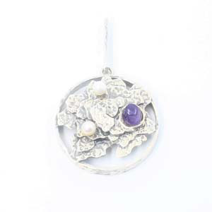 Pearl amethyst silver pendant